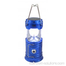 2pc Solar Rechargeable Tactical 3-in-1 Bright Collapsible LED Lantern, Flashlight, And USB Charging Station (Blue)